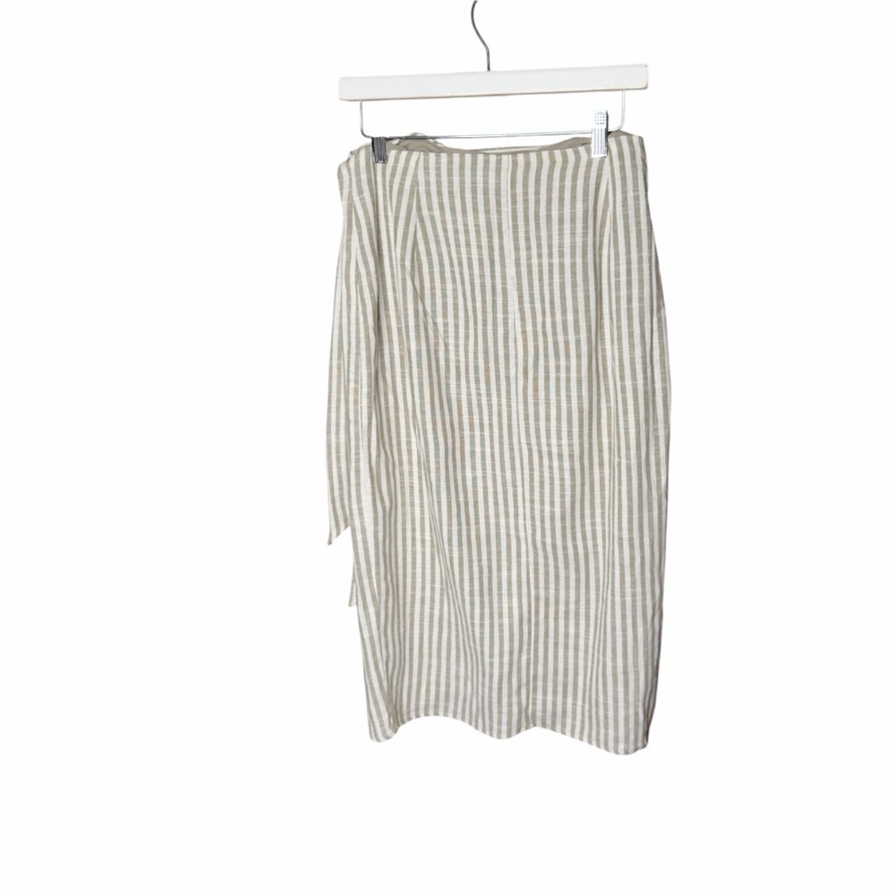 June & Hudson Asymmetrical Striped Cream Skirt - Picture 3 of 9